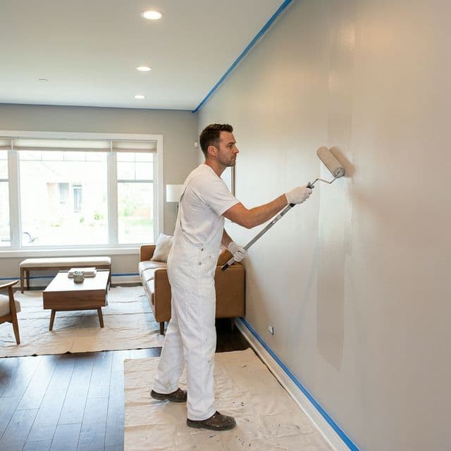 Professional painter applying a fresh coat of paint.